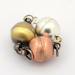 Mixed Color Brass Magnetic Clasps with Loops, Lead Free, Cadmium Free and Nickel Free, Oval, Mixed Color, 17x10mm, Hole: 3mm