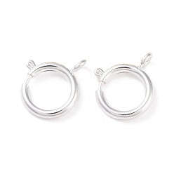 925 Sterling Silver Plated Eco-friendly Brass Spring Ring Clasps, Cadmium Free & Lead Free, Long-Lasting Plated, 925 Sterling Silver Plated, 11.4x16x2.5mm, Hole: 2.6mm, Inner Diameter: 11mm