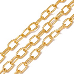 Золотой Овальные кабельные цепи из оксидированного алюминия, текстура, несварные, с катушкой, золотые, ссылка: 13.5x8x1.5 mm, около 30 м / рулон