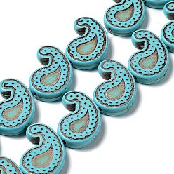 Dark Turquoise Synthetic Turquoise Dyed Beads Strands, Teardrop, Dark Turquoise, 27~28x19~22x4.4~4.8mm, Hole: 0.7mm, about 18pcs/strand, 15.67~15.94''(39.8~40.5cm)