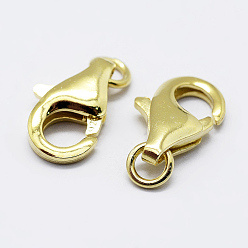 Golden 925 Sterling Silver Lobster Claw Clasps, with 925 Stamp, Golden, 15.5mm, Hole: 2mm