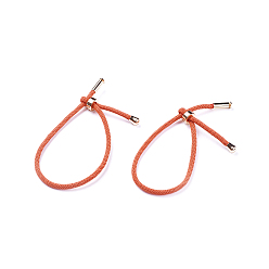 Orange Foncé Fabrication de bracelet en corde de coton torsadée, avec les accessoires en acier inoxydable, or, orange foncé, 9 pouces ~ 9-7/8 pouces (23~25 cm), 3mm