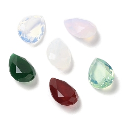Color mezclado Señaló hacia cabujones de diamantes de imitación de cristal, lágrima, facetados, color mezclado, 14x10x5~6 mm
