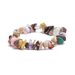 Mixed Stone Natural & Synthetic Mixed Chips Beads Stretch Bracelet for Women, Inner Diameter: 1-7/8~2 inch(4.8~5cm)