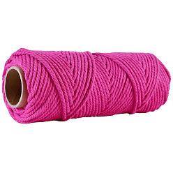 Темно-Розовый 50М круглый хлопковый шнур, для упаковки подарков, diy craft, темно-розовыми, 4 мм, около 54.68 ярдов (50 м) / рулон