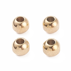 Golden Ion Plating(IP) Textured 304 Stainless Steel Beads, Round, Rose Gold, 8mm, Hole: 3.5mm