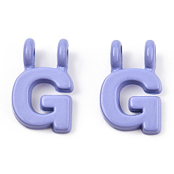 Letter G Rack Plating Spray Painted Alloy 2-Loop Link Pendants, Letter Charms, Lead Free & Nickel Free & Cadmium Free, Letter.G, 14x9x2mm, Hole: 2mm