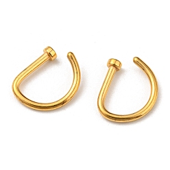 Real 24K Gold Plated 304 Stainless Steel Stud Earrings, U-shaped Nail Ear Studs, Real 24K Gold Plated, 7.5x9x2mm