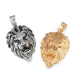 Mixed Color 316 Surgical Stainless Steel Pendants, Lion Head, Mixed Color, 44x29x17mm, Hole: 5x8mm