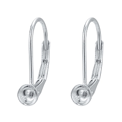 Silver 925 Sterling Silver Leverback Earring Findings, Silver, 16x13x4mm, Pin: 0.8mm, Tray: 4mm