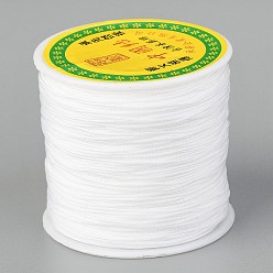 Blanco Hilo de nylon trenzada, Cordón de anudado chino cordón de abalorios para hacer joyas de abalorios, blanco, 0.8 mm, sobre 100 yardas / rodillo