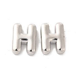 Letter H Alloy Beads, Long-Lasting Plated, Cadmium Free & Lead Free, Letter, Letter.H, 14x11x4.5mm, Hole: 2mm