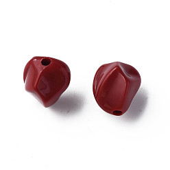 Rojo Oscuro Abalorios de acrílico opacos, pepitas, de color rojo oscuro, 16.5x15x13.5 mm, agujero: 2.5 mm, Sobre 340 unidades / 500 g