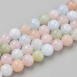 Morganite Natural Morganite Beads Strands, Round, 6x6mm, Hole: 1mm, about 62pcs/strand, 15.5 inch