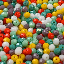 Color mezclado Perlas de vidrio, facetados, Rondana plana, color mezclado, 4x3 mm, agujero: 0.4 mm, Sobre 820 unidades / 60 g
