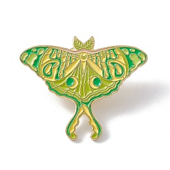 Amarillo de Verde Pin de esmalte de mariposa, broche de aleación de oro claro para ropa de mochila, verde amarillo, 24.5x30x2 mm, pin: 1.3 mm