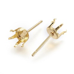 Golden 304 Stainless Steel Stud Earring Findings, Golden, 15x6x4.5mm, Inner Diameter: 5mm