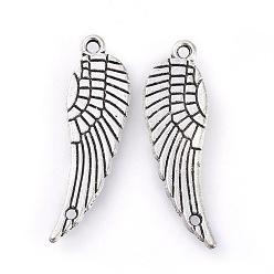 Antique Silver Tibetan Style Links, Cadmium Free & Lead Free, Wing, Antique Silver, 30x9x1mm, Hole: 1~2mm