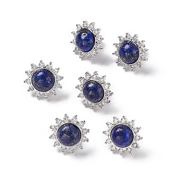 Lapis Lazuli Natural Lapis Lazuli Sun Stud Earrings with Cubic Zirconia, Platinum Brass Jewelry for Women, Cadmium Free & Nickel Free & Lead Free, 18mm, Pin: 0.8mm
