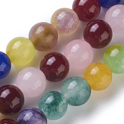 Mixed Color Natural Jade Beads Strands, Round, Dyed, Mixed Color, 10mm, Hole: 1.2mm, about 35pcs/strand, 13.38 inch(34cm)