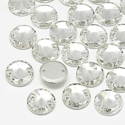 Crystal Sew on Rhinestone, K9 Glass Rhinestone, Two Holes, Garments Accessories, Random Color Back Plated, Faceted, Cone, Crystal, 8x3.5mm, Hole: 0.8mm