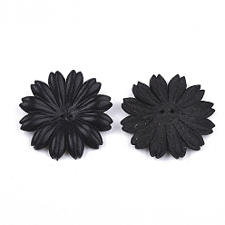 Black Multi-Petal Eco-Friendly Cowhide Bead Cap, Flower, Black, 34x5mm, Hole: 1.5mm