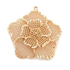 Light Gold Laiton placage en râtelier creux, pendentifs, charme de fleur, or et de lumière, 45.5x43.5x6.5mm, Trou: 2mm