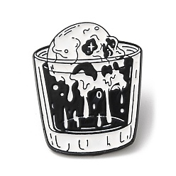 Skull Punk Style Enamel Pin, Black Zinc Alloy Brooch for Backpack Clothes, Skull & Cup, 30x24x1.5mm