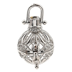 Платина Подвески в виде стойки из латуни с бусинами, для ожерелья, долговечный, круглые, платина, лоток : 16.5 мм, 31.5x23x18 мм, отверстие : 5.6x5.4 мм
