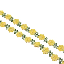 Желтый Полиэфирная лента, цветочный узор, плоский, аксессуары для одежды, желтые, 3/4 дюйм (18x1.5 мм)