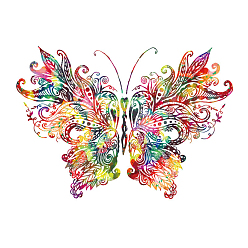 Coloré Ensemble d'autocollants de logo de film de transfert de chaleur de papillon d'animal familier, pour le bricolage t-shirt, , chapeaux, vestes, colorées, 250x250mm