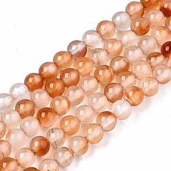 Natural Agate Natural Pink Agate Beads Strands,  Round, 4mm, Hole: 0.5mm, about 91~95pcs/strand, 14.57 inch~15.35 inch(37~39cm)