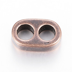 Cuivre Rouge 304 acier inoxydable liens multi-brins, pour la fabrication de bracelets en cuir, ovale, cuivre rouge, 11~12x6.5~7.5x4mm, Trou: 4mm