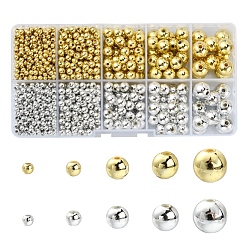 Couleur Mélangete Abs perles en plastique, perles galvanisées écologiques, ronde, couleur mixte, 3~10mm, Trou: 1.4~2.3mm, 1403 pcs / boîte