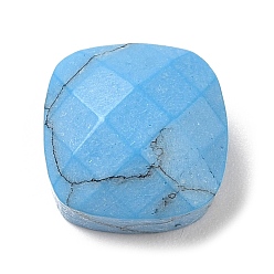 Bleu Clair Cabochons en verre, pierre d'imitation, carré à facettes, bleu clair, 9~9.5x9~9.5x5.5mm