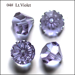 Лиловый Имитация Австрийские кристаллические шарики, класс AAA, граненые, алмаз, сирень, 7x5 мм, отверстие : 0.9~1 мм