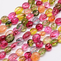Разноцветный Крашеные натуральный хрустят нити кварца шарик, упавший камень, самородки, красочный, 9~11x9~11 мм, отверстие : 1 мм, о 15.74 дюйме