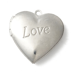 Stainless Steel Color 304 Stainless Steel Diffuser Locket Pendants, Photo Frame Pendants for Necklaces, Heart with Love, Stainless Steel Color, 29x28.5x7mm, Hole: 2mm, Inner Diameter: 19.5x21mm