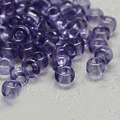 Bleu Acier 8/0 grader des perles de rocaille en verre rondes, couleurs transparentes, bleu acier, 8/0, 3x2mm, Trou: 1mm, environ 10000 pcs / sachet 