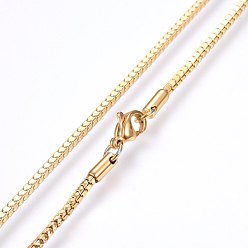 Golden 304 Stainless Steel Chain Necklaces, with Lobster Claw Clasps, Golden, 18.1 inch(46cm), 2mm