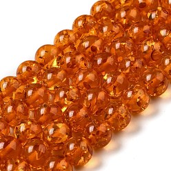 Coral Resin Imitation Amber Beads Strands, Round, Coral, 10mm, Hole: 0.9mm, about 41pcs/strand, 16.34''(41.5cm)