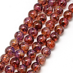 Dark Red Baking Painted Glass Beads Strands, Imitation Opalite, Round, Dark Red, 8mm, Hole: 1.3~1.6mm, about 100pcs/strand, 31.4 inch