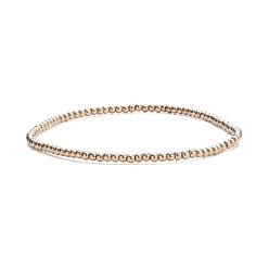 Light Gold Стеклянный круглый браслет из бисера стрейч для женщин, золотой свет, внутренний диаметр: 2-1/8 дюйм (5.5 см), бусины : 2 мм