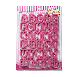 Средний Фиолетово-красный 34 набор пластиковых форм для печенья с алфавитом и пунктуацией из пищевого пластика, инструменты для выпечки, средне фиолетовый красный, 320x220x16 мм, 34 шт / комплект