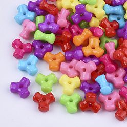 Mixed Color Opaque Acrylic Beads, Triangle, Mixed Color, 9.5x10.5x5mm, Hole: 1.8mm, about 2100pcs/500g
