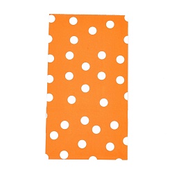 Оранжевый Экологичные пакеты из крафт-бумаги с рисунком в горошек, подарочные пакеты, сумки для покупок, прямоугольные, оранжевые, 24x13x8 см