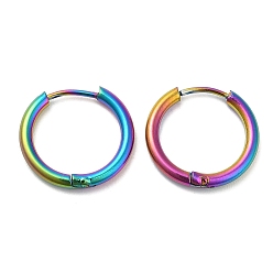 Rainbow Color Ion Plating(IP) Titanium Alloy Huggie Hoop Earrings for Women, Rainbow Color, 12 Gauge, 16x2mm