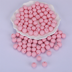 Rose Nacré Perles focales rondes en silicone, perles à mâcher pour les jouets de dentition, Diy soins infirmiers colliers faisant, perle rose, 15mm, Trou: 2mm