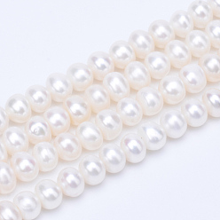 Floral White Natural Cultured Freshwater Pearl Beads Strands, Round, Floral White, 4.5~5mm, Hole: 0.8mm, about 81~83pcs/strand, 14.45 inch~15.08 inch(36.7~38.3cm)