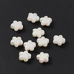 Blanco Abalorios de acrílico opacos, perlas de imitación, color de ab, 5-pétalo de flor, blanco, 10x10.5x6 mm, agujero: 1.6 mm